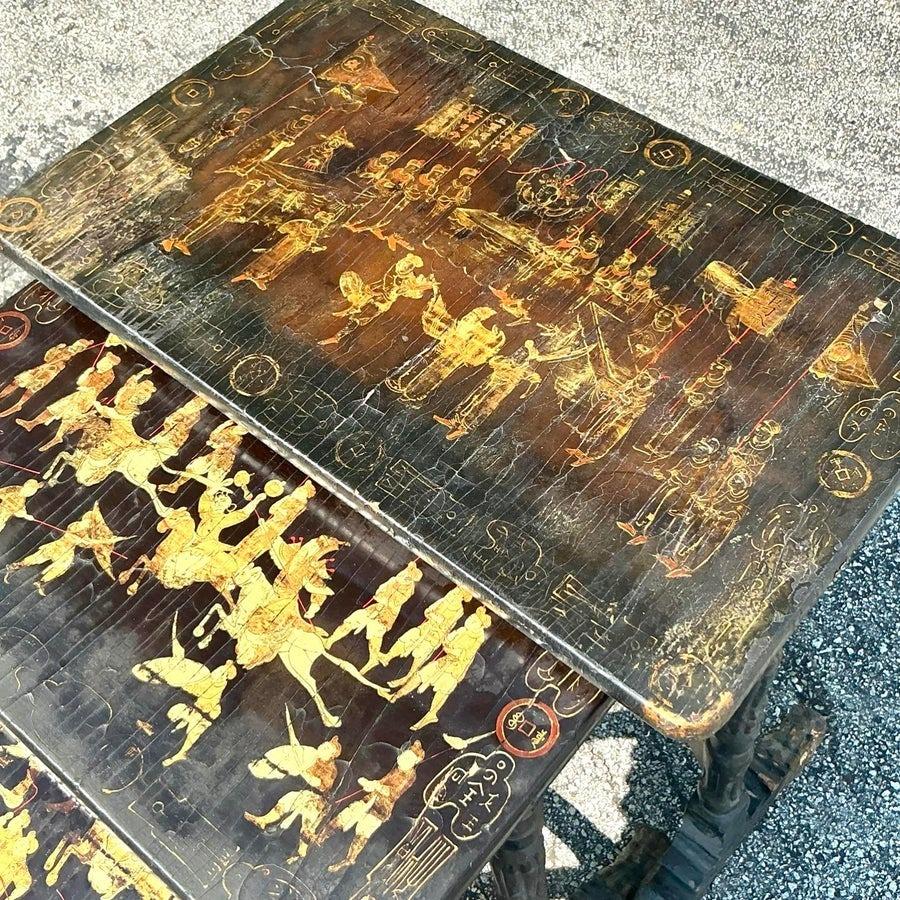 Asiatische vergoldete Drachen-Nesttische im Vintage-Stil - Satz von 4 im Angebot 2