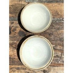 Vintage Asian Glazed Ceramic Bowls - A Pair