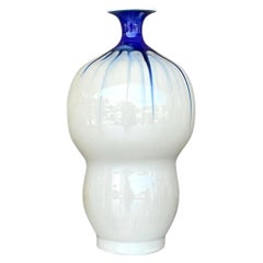 Vase gourde asiatique vintage en céramique émaillée