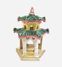 Vintage Asian Glazed Ceramic Pagoda - Miniature Size - China - Mid 20th Century