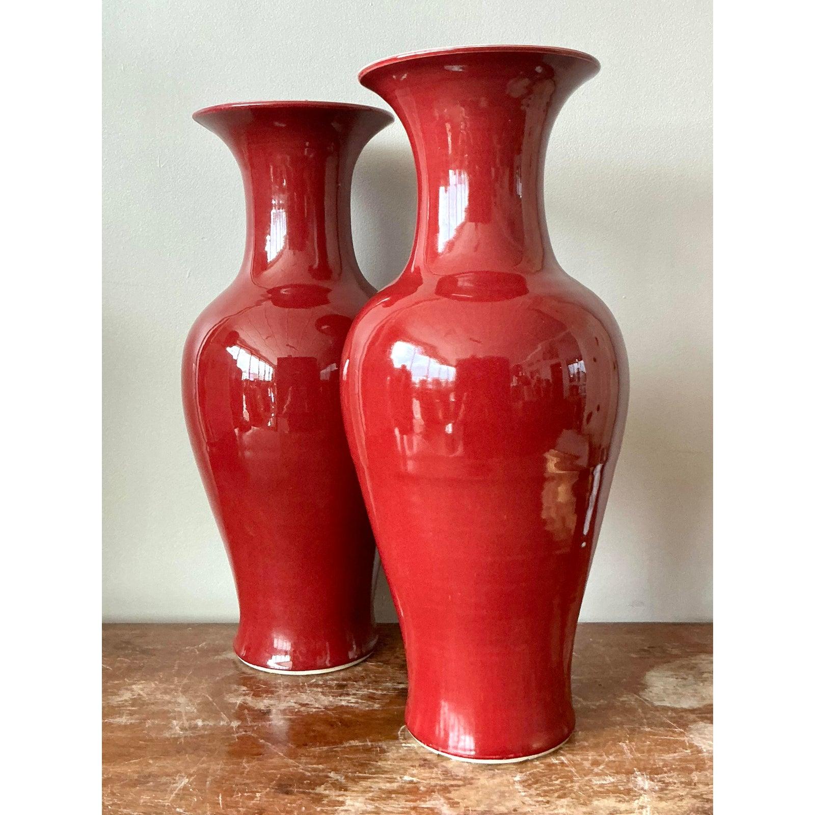 Americano Vaso asiatico d'epoca in ceramica smaltata 