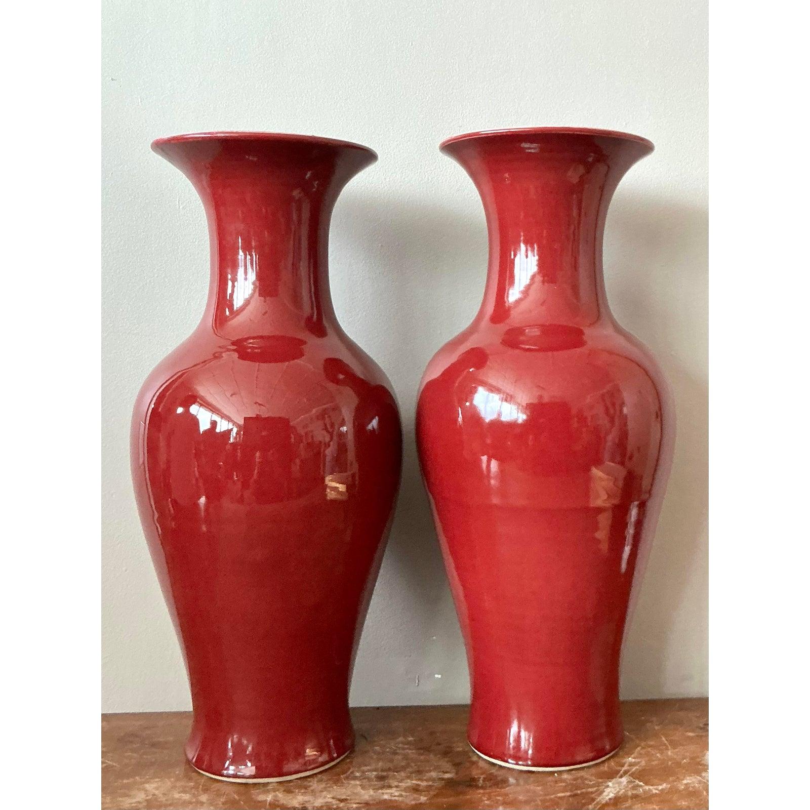 Vaso asiatico d'epoca in ceramica smaltata 