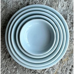 Vintage Asian Glazed Ceramic Stacking Bowls - Set of 5