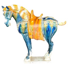 Vintage Asian Glazed Ceramic Tang Horse