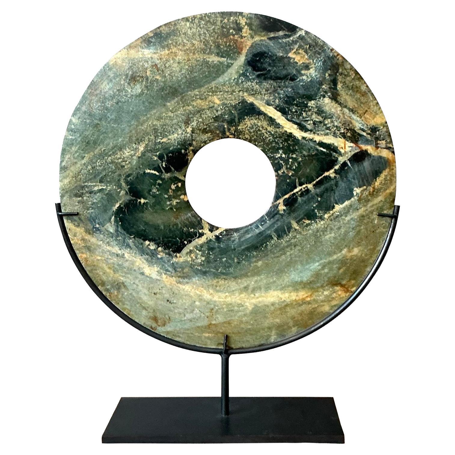 Vintage Asian Green Marble Disc