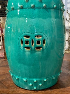 Vintage Asian Green Painted Porcelain Garden Stool