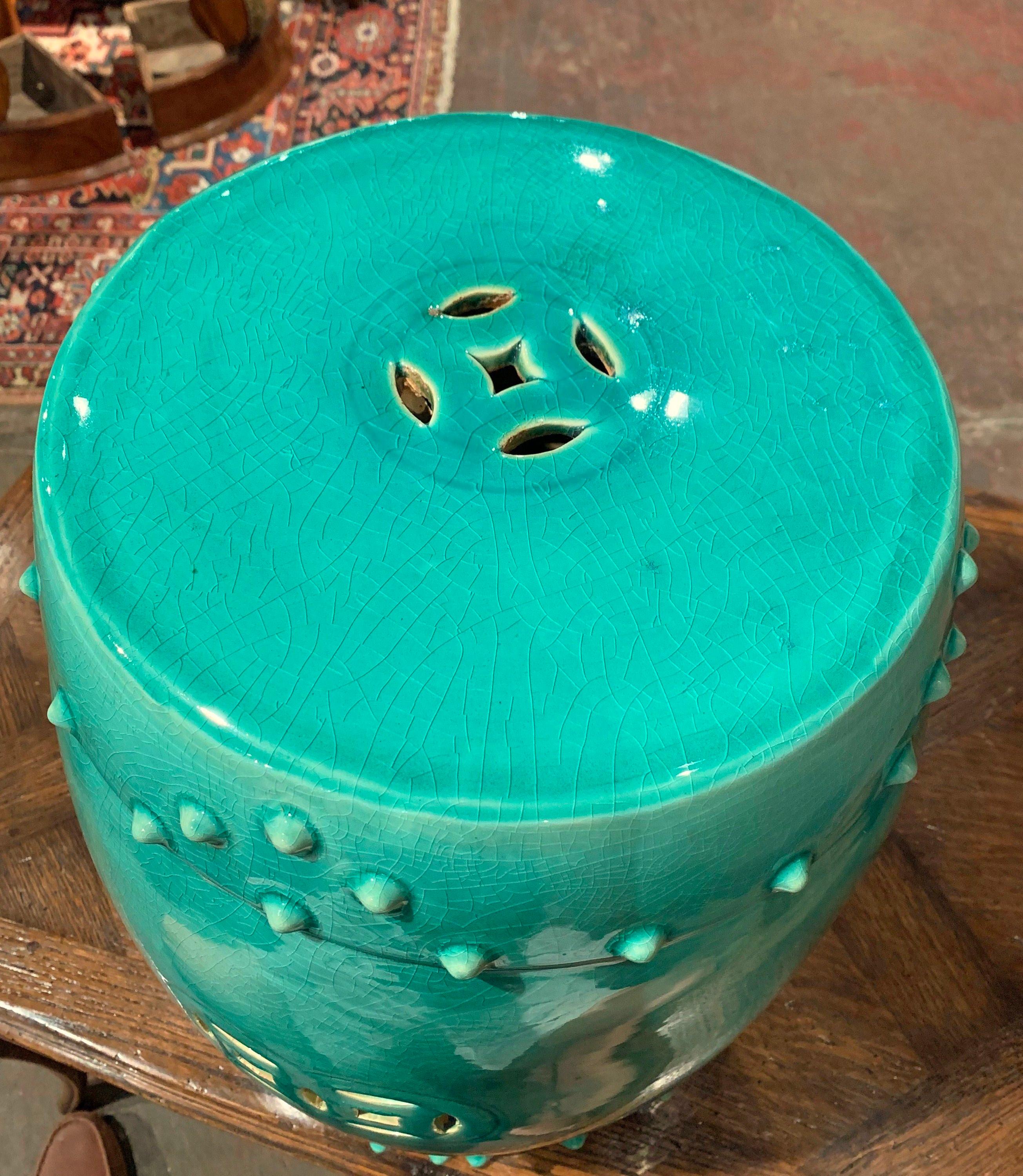 Chinese Vintage Asian Green Painted Porcelain Garden Stool