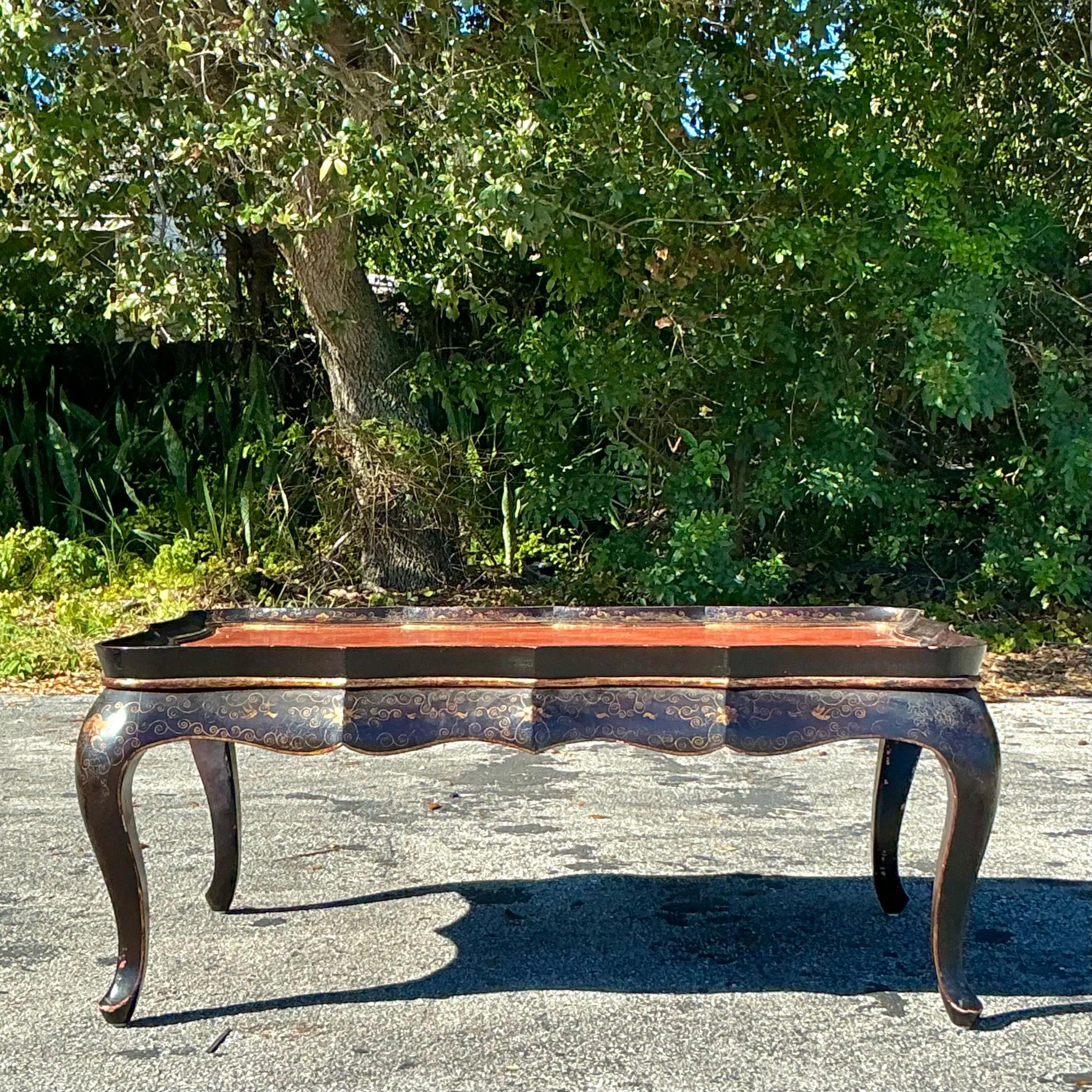 Américain Table basse asiatique vintage Gregorius Pineo en laque japonaise en vente