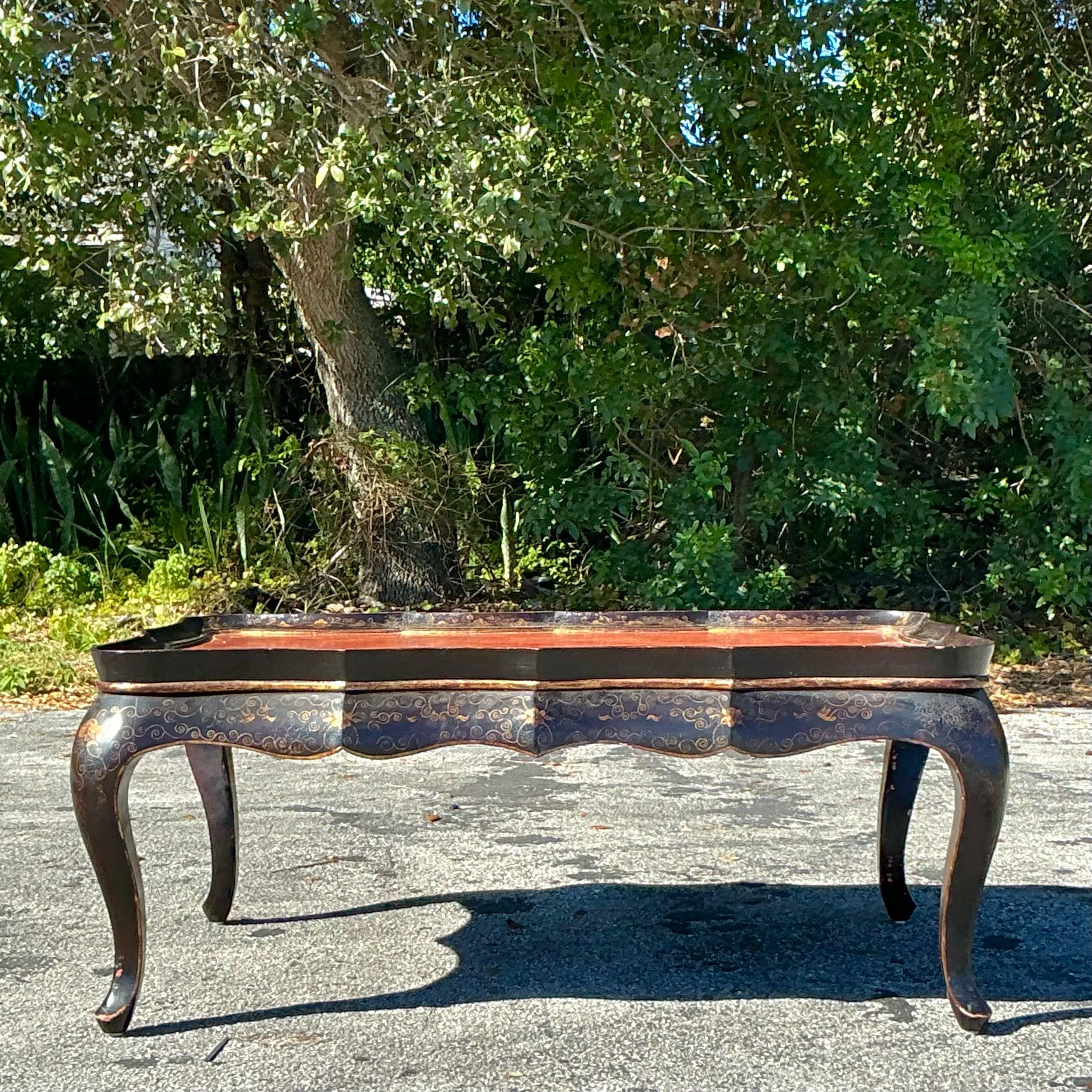 20ième siècle Table basse asiatique vintage Gregorius Pineo en laque japonaise en vente