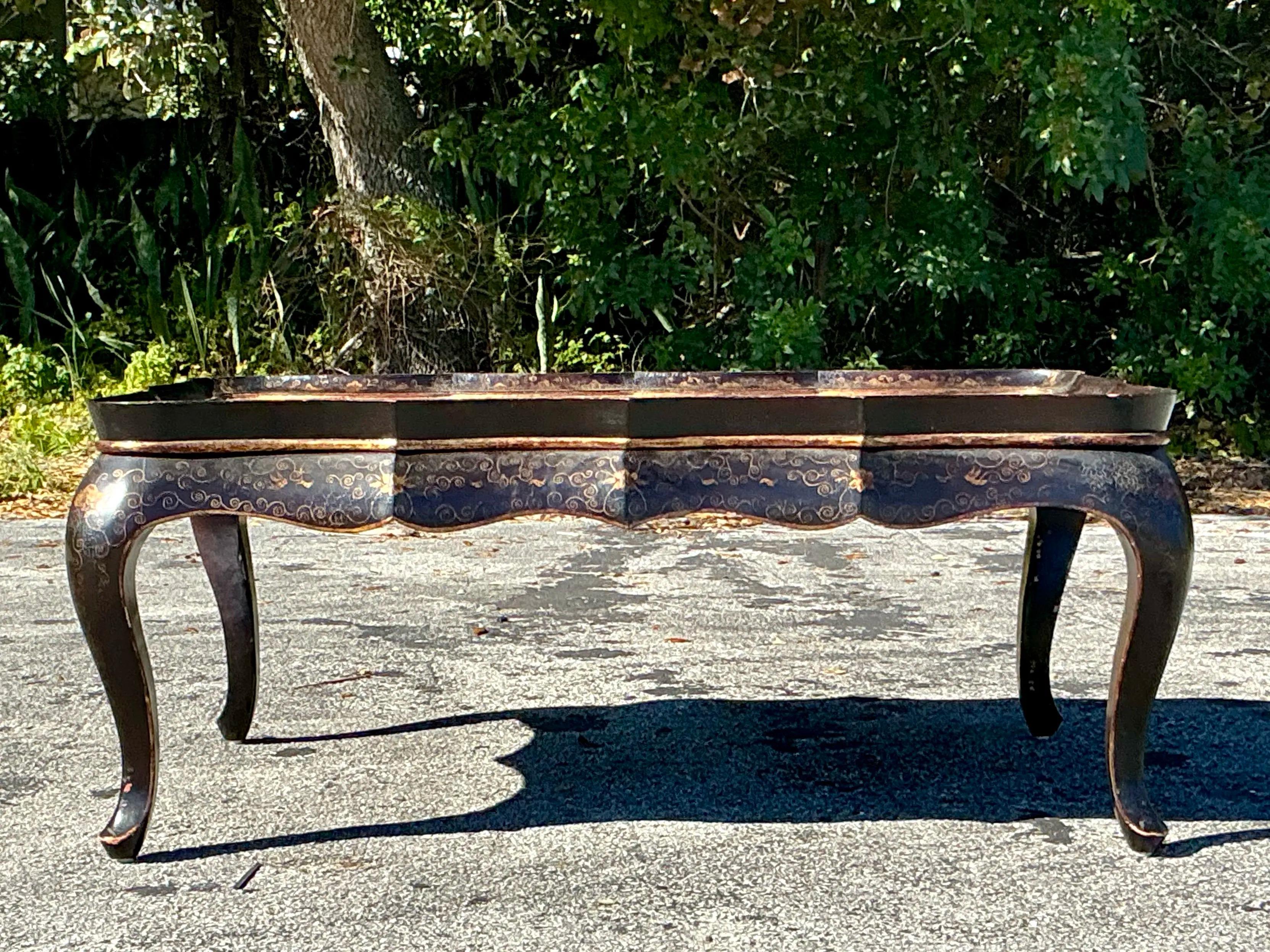 Table basse asiatique vintage Gregorius Pineo en laque japonaise en vente 3