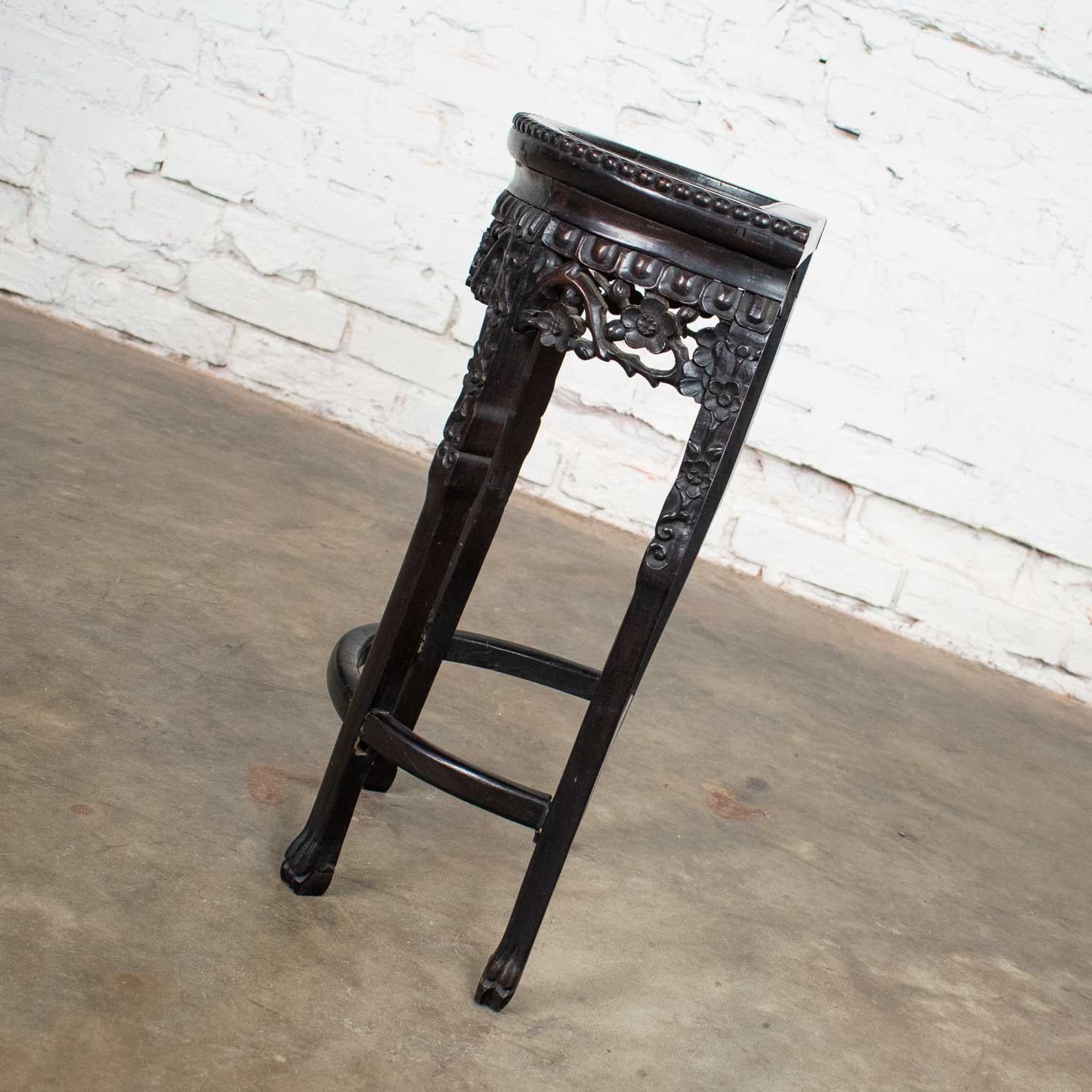 Hand-Carved Vintage Asian Half-Moon Console Table Side Table Demilune Table or Stand