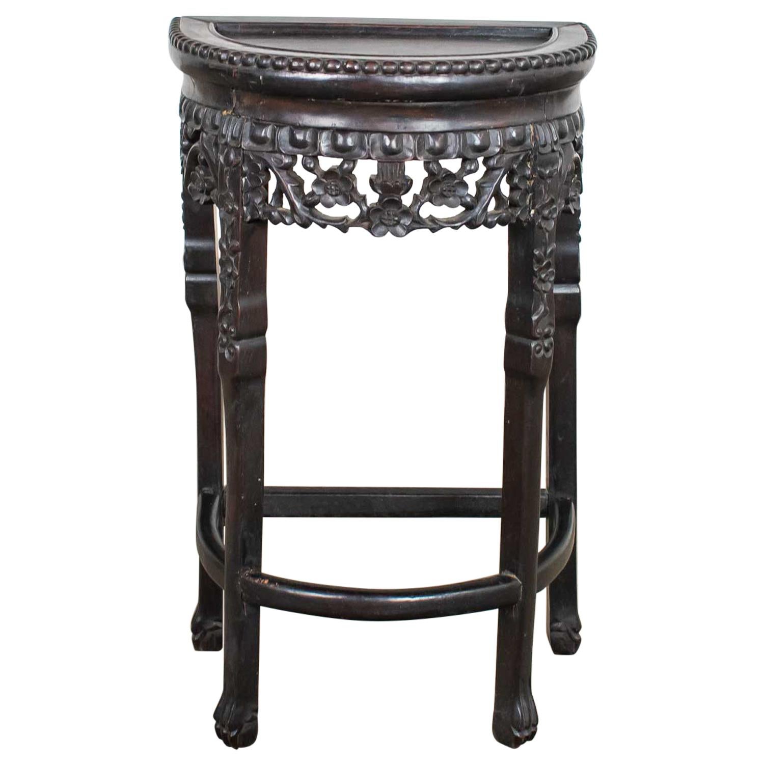 Vintage Asian Half-Moon Console Table Side Table Demilune Table or Stand