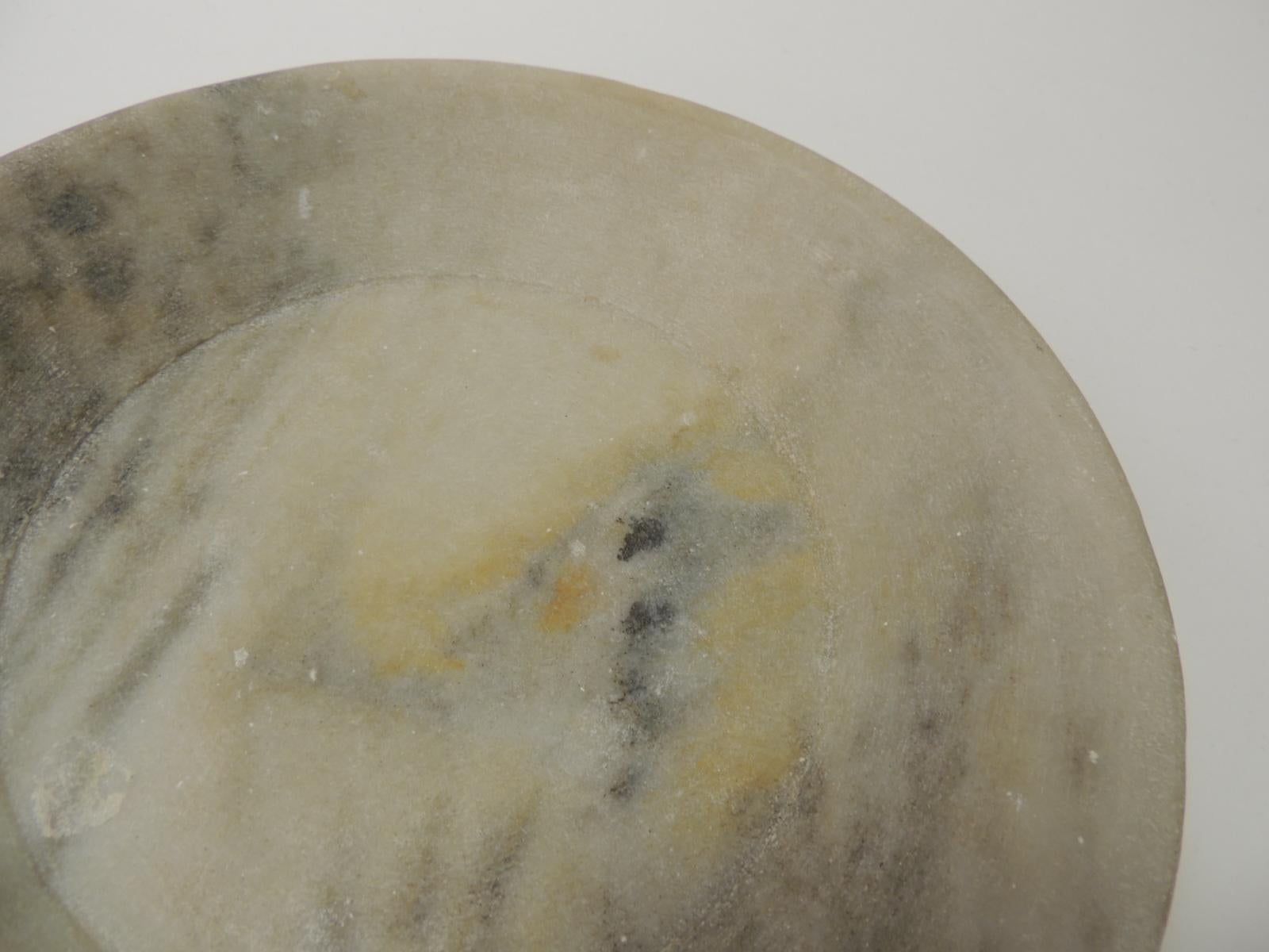 Mid-Century Modern Vintage Asian Hand Carved Soapstone Round Decorative Bowl For Sale