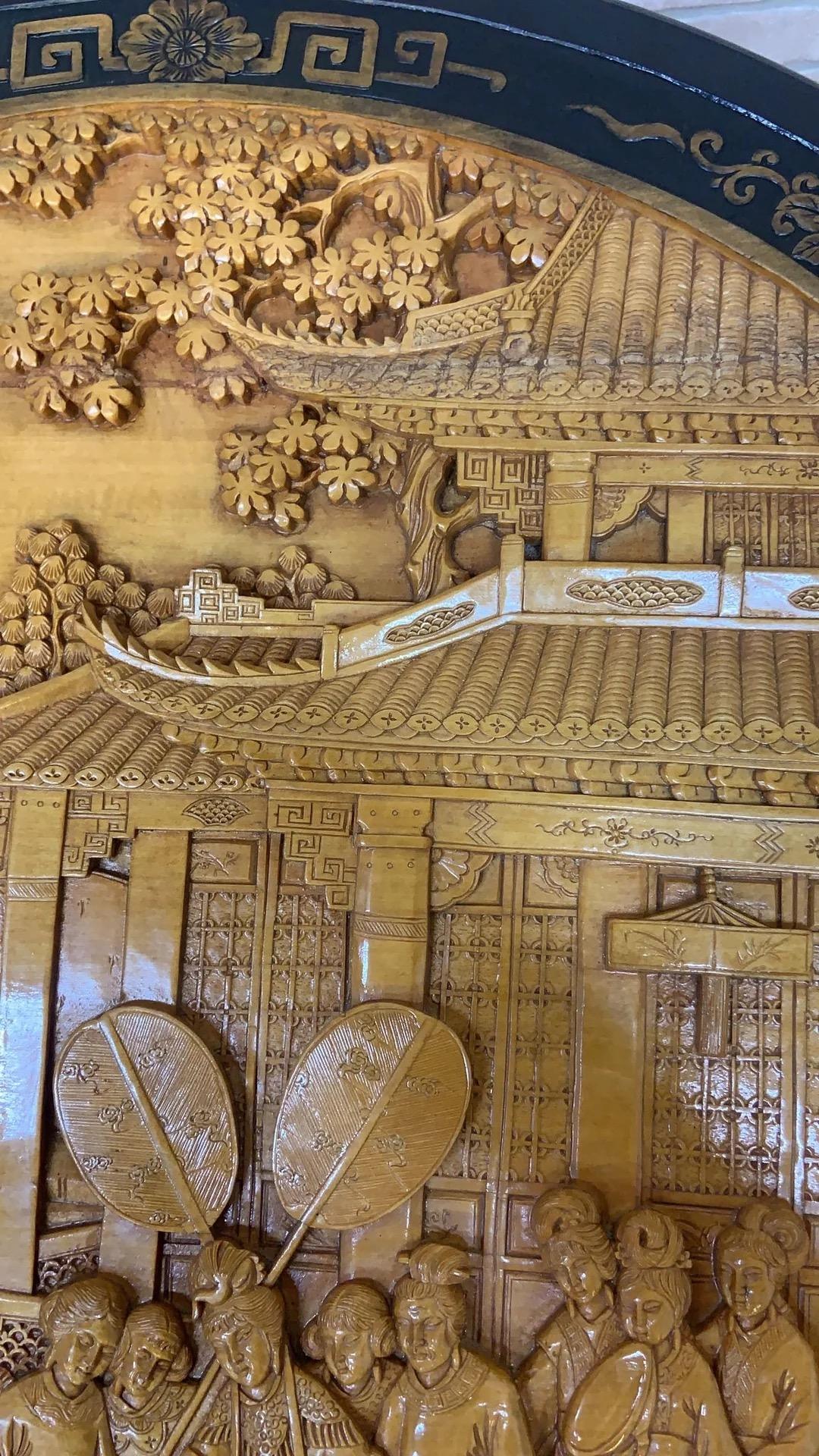 Unknown Vintage Asian Modern Style Carved Ornate Tea/Coffee Table With 5 Nesting Stools For Sale