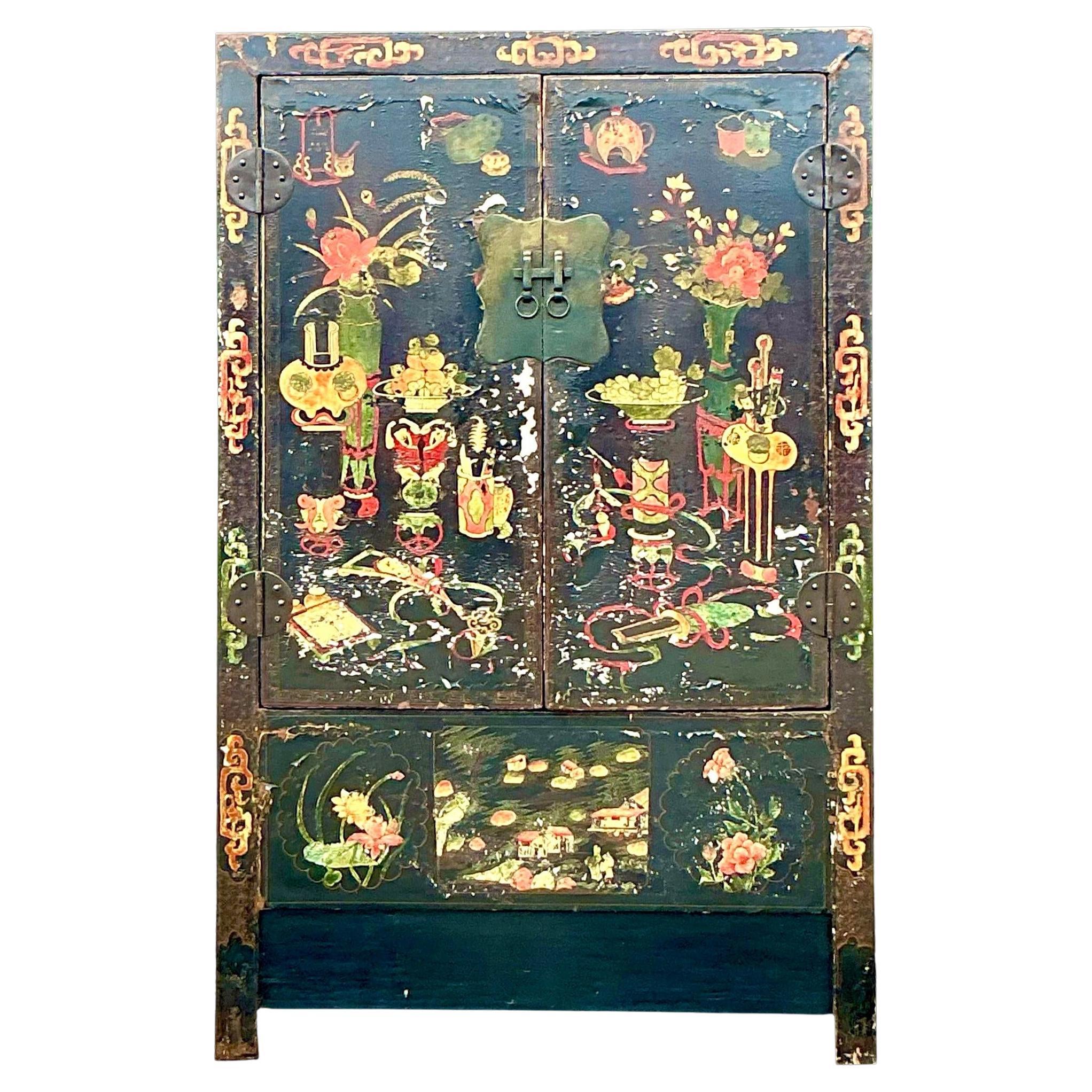 Vintage Asian Hand Painted Cabinet