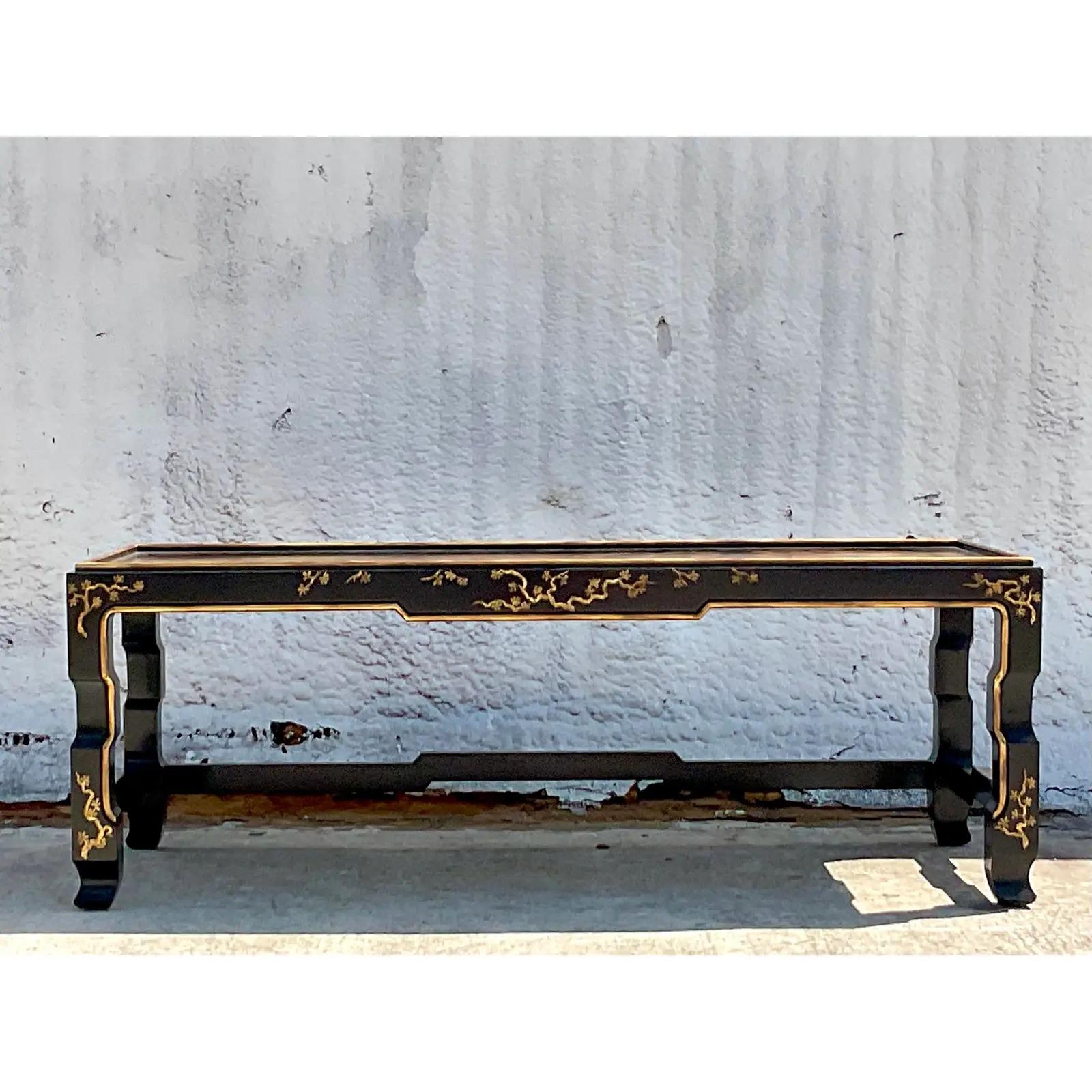 Vintage Asian Hand Painted Chinoiserie Ming Coffee Table 1
