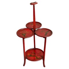 Mesa con tres bandejas Vintage Asian Hand Painted Chinoiserie