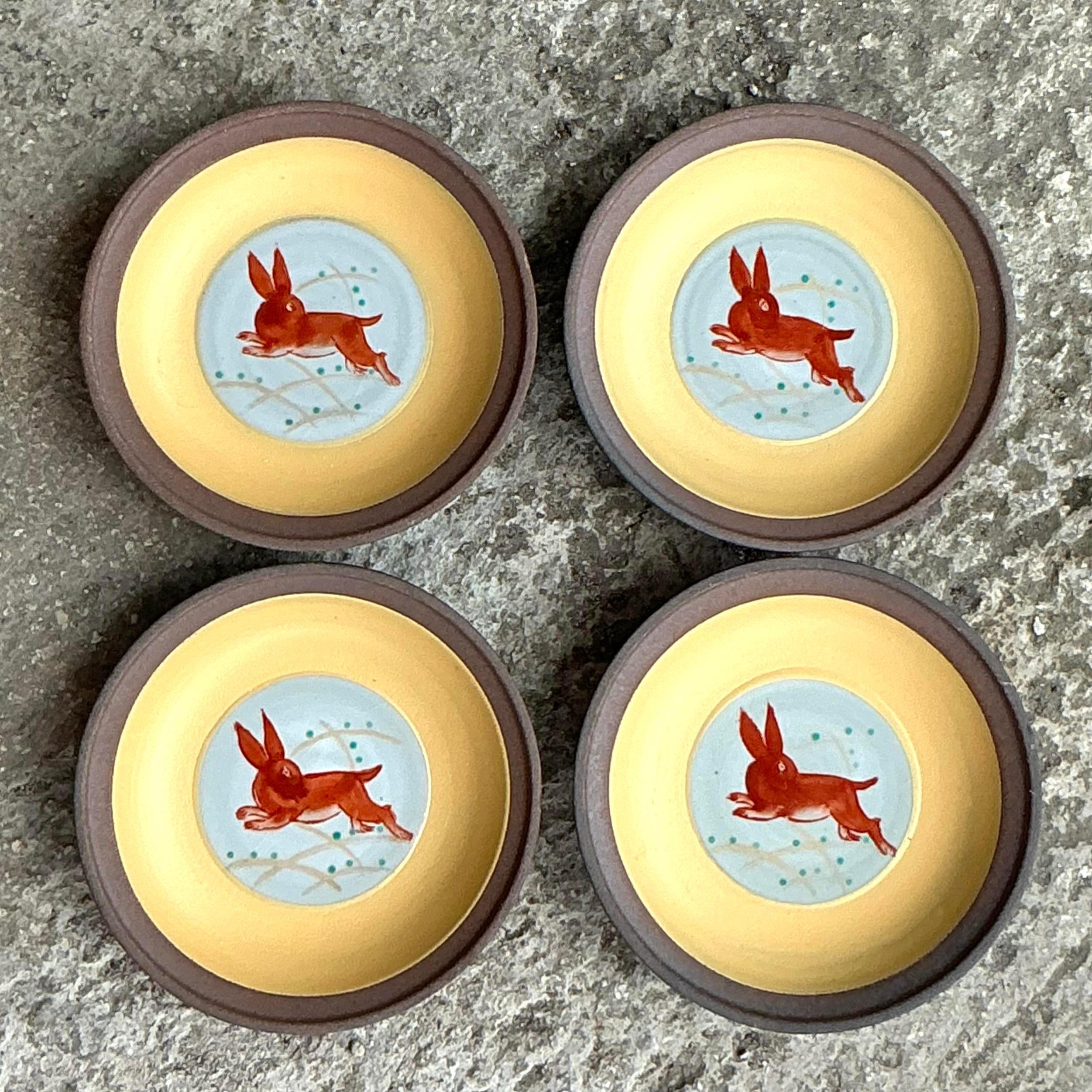 Peint à la main Saucières asiatiques peintes à la main - Lot de 4 en vente