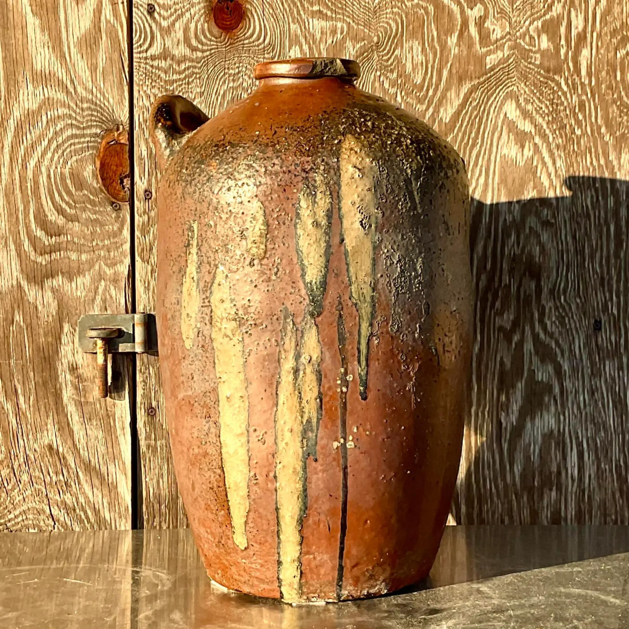 Vintage asiatische handbemalte Urne (19. Jahrhundert) im Angebot
