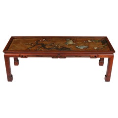 Antique Asian Hardstone Rosewood Coffee Table