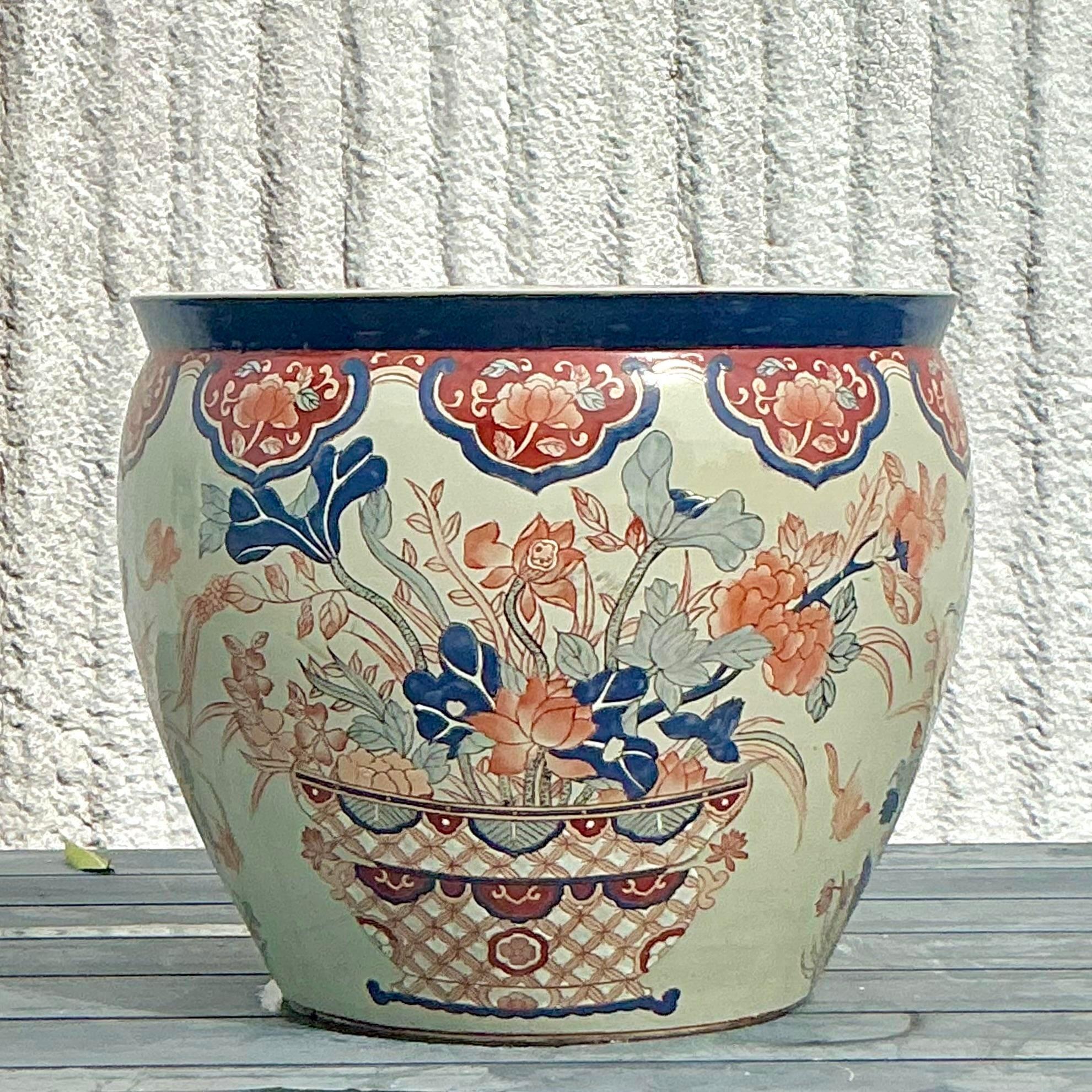 20th Century Vintage Asian Imari Planter For Sale
