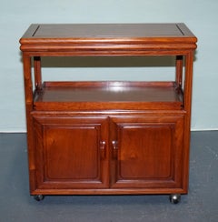 VINTAGE ORiNETAL CHINESE ROLLING BAR CABINET MID CENTURY TEA OR LIQUOR CART