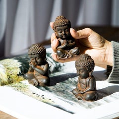 Vintage Asian Iron Art Deco Baby Shakyamuni Tathagata Buddhas Set