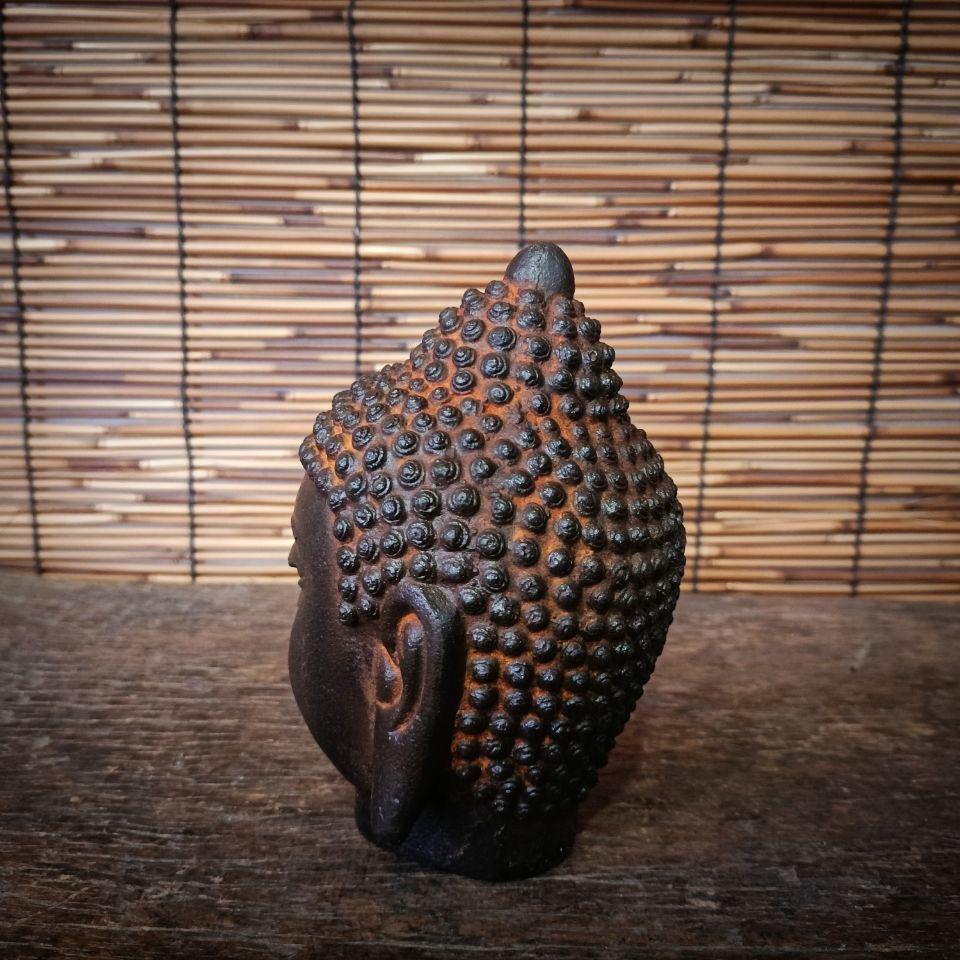 Testa di Buddha asiatica in ferro vintage in vendita 1