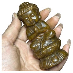 Vintage Asian Jade Carving Baby Buddha Statue