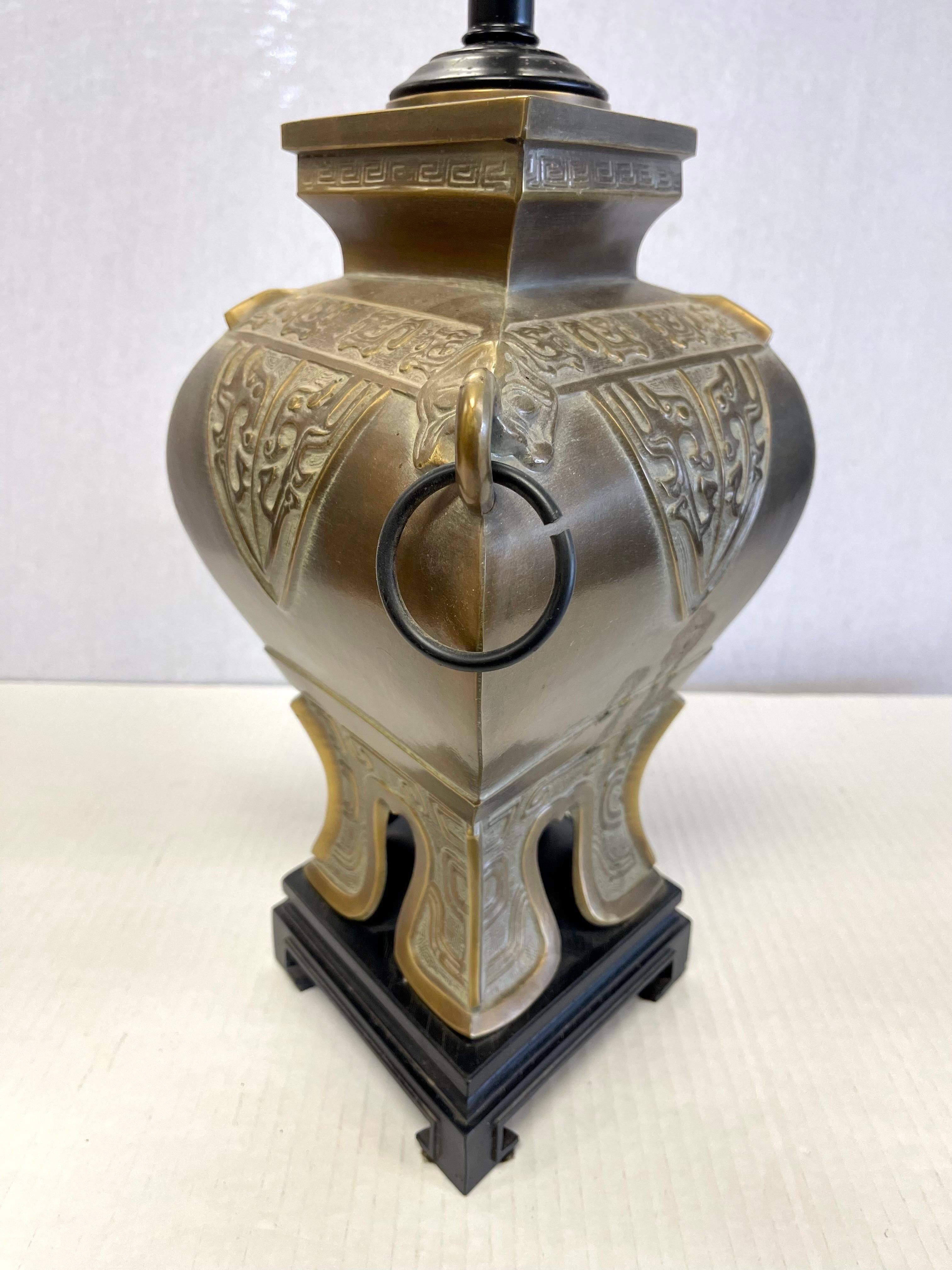 20th Century Vintage Asian James Mont Style Brass Lamp