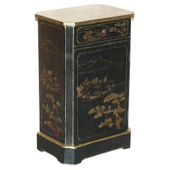 VINTAGE ASIANISCHE JAPANISCHE CHINESISCHE CHINOISERIE EBONISIERTE LACQUERED SiDE CABINET TABLE