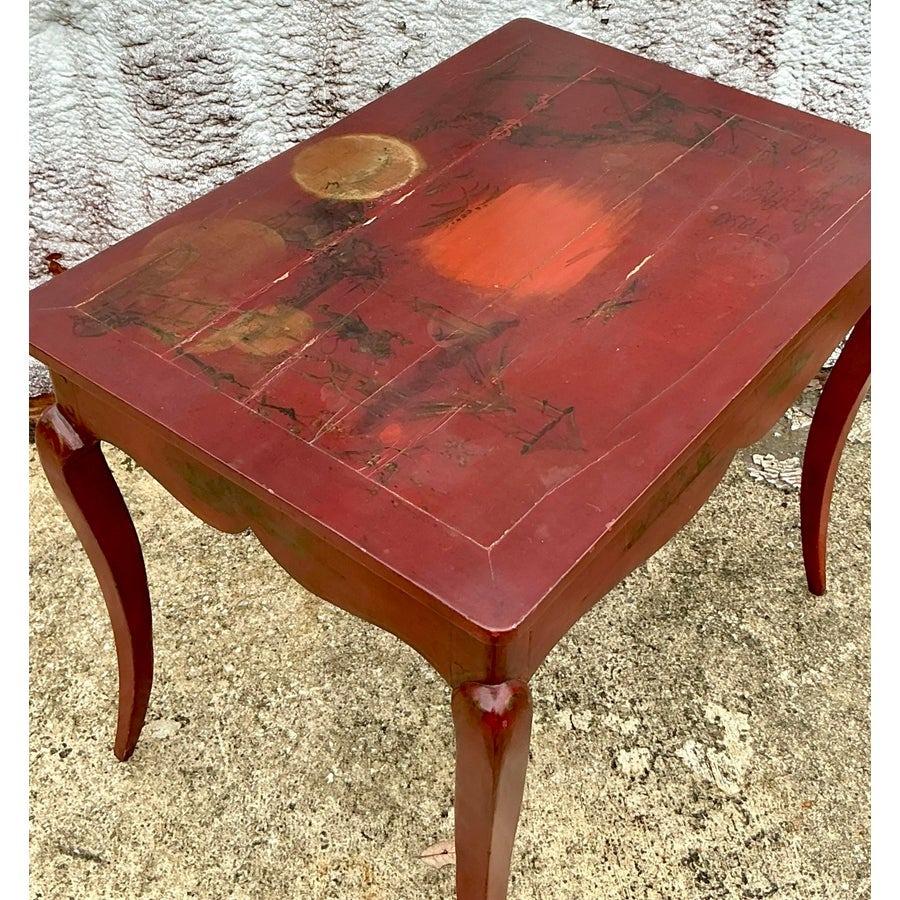 20ième siècle Table d'appoint vintage asiatique laquée Chinoiserie en vente