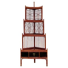Vintage Asian Lacquered Corner Cabinet