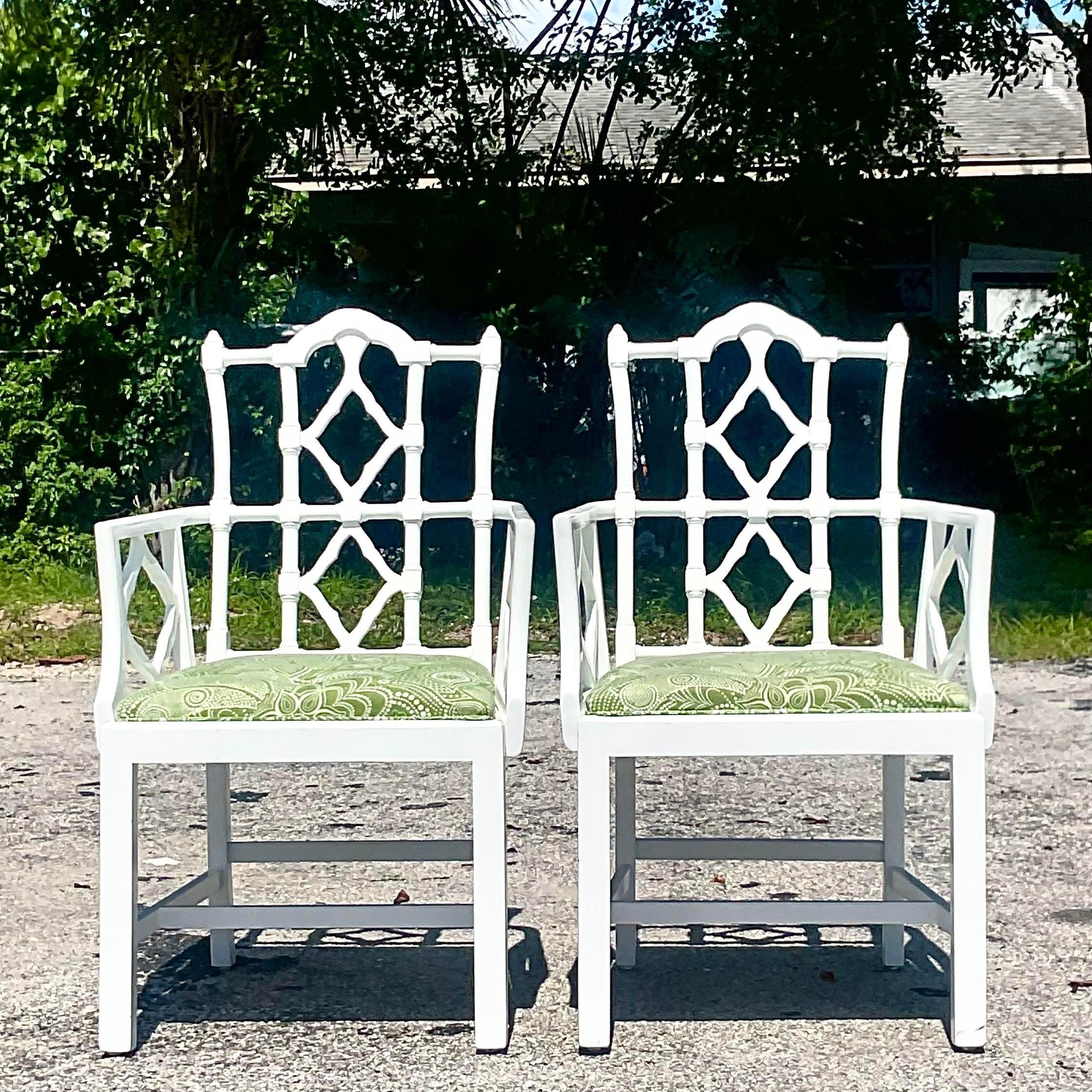 American Vintage Asian Lacquered Pagoda Chairs - a Pair For Sale