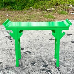 Vintage Asian Lacquered Pagoda Console Table