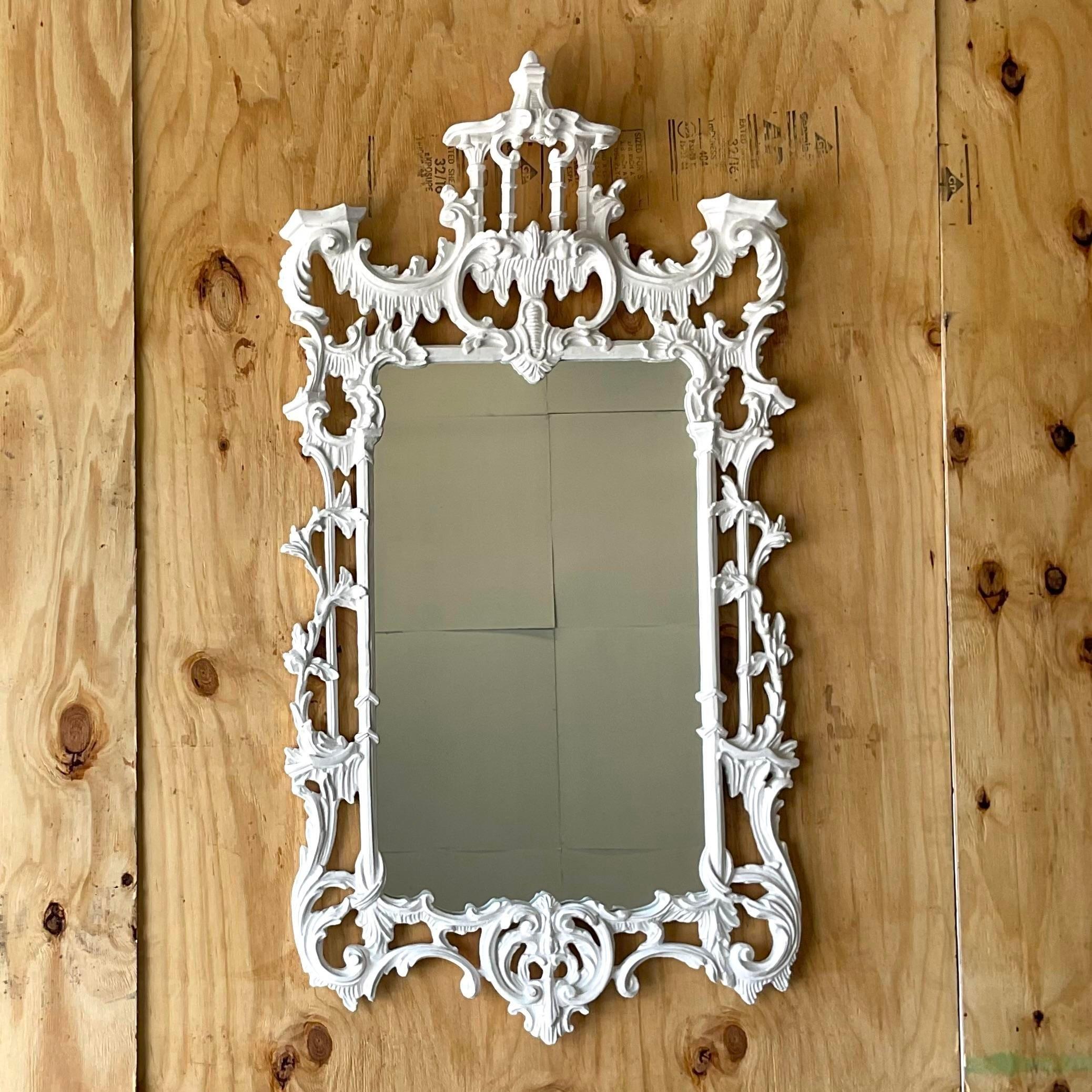 white chippendale mirror