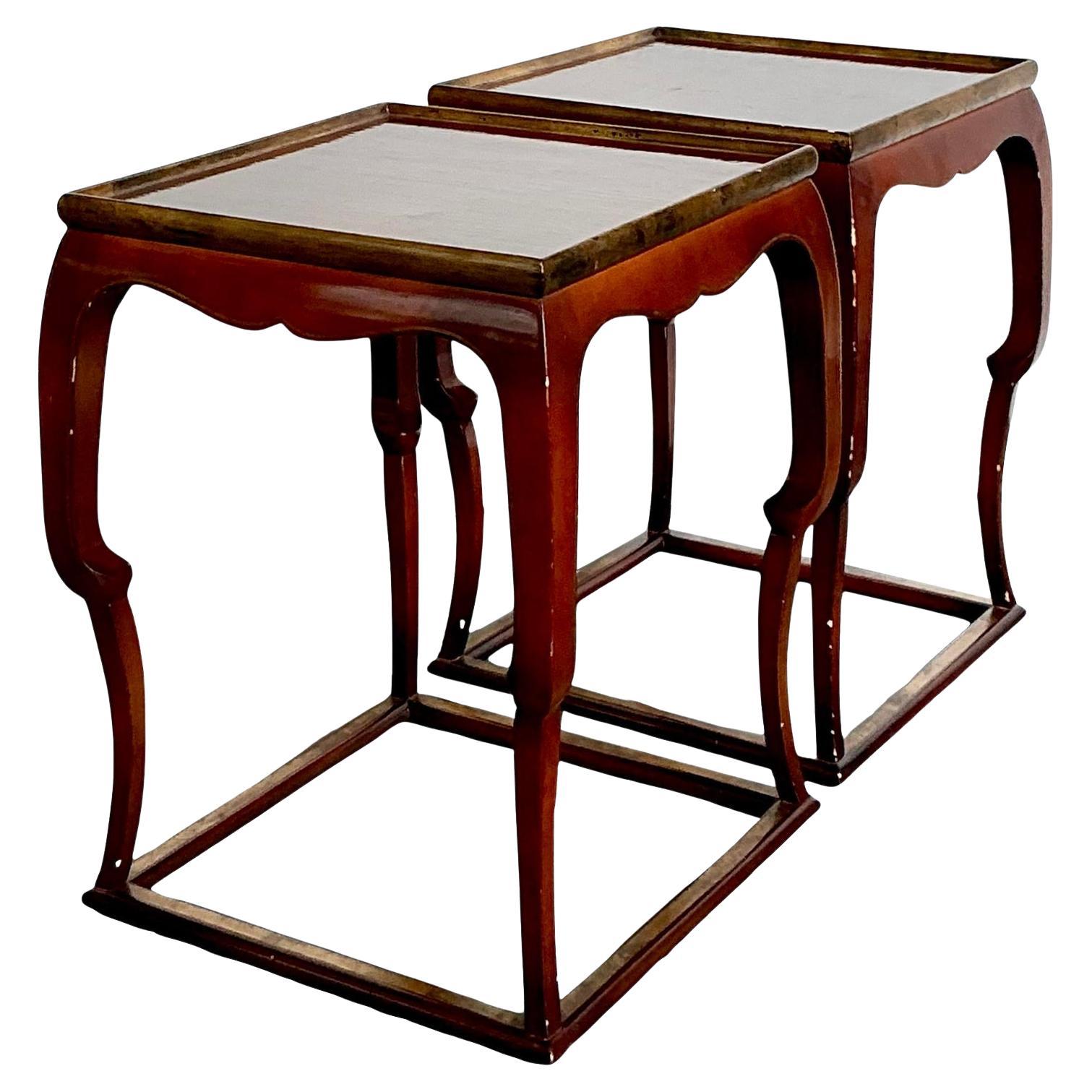 Vintage Asian Lacquered Side Tables - A Pair For Sale