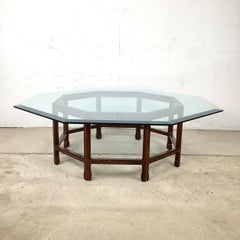 Table basse octogonale en verre, style asiatique moderne vintage