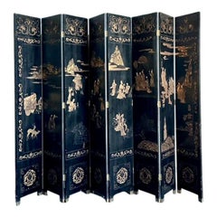 Vintage Asian Monumental 8 Panel Coromandel Screen