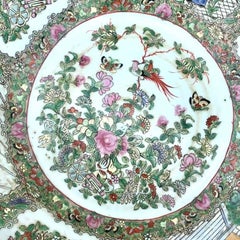 Vintage Asian Monumental Rose Famile Centerpiece Bowl