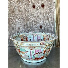 Vintage Asian Monumental Rose Medallion Bowl