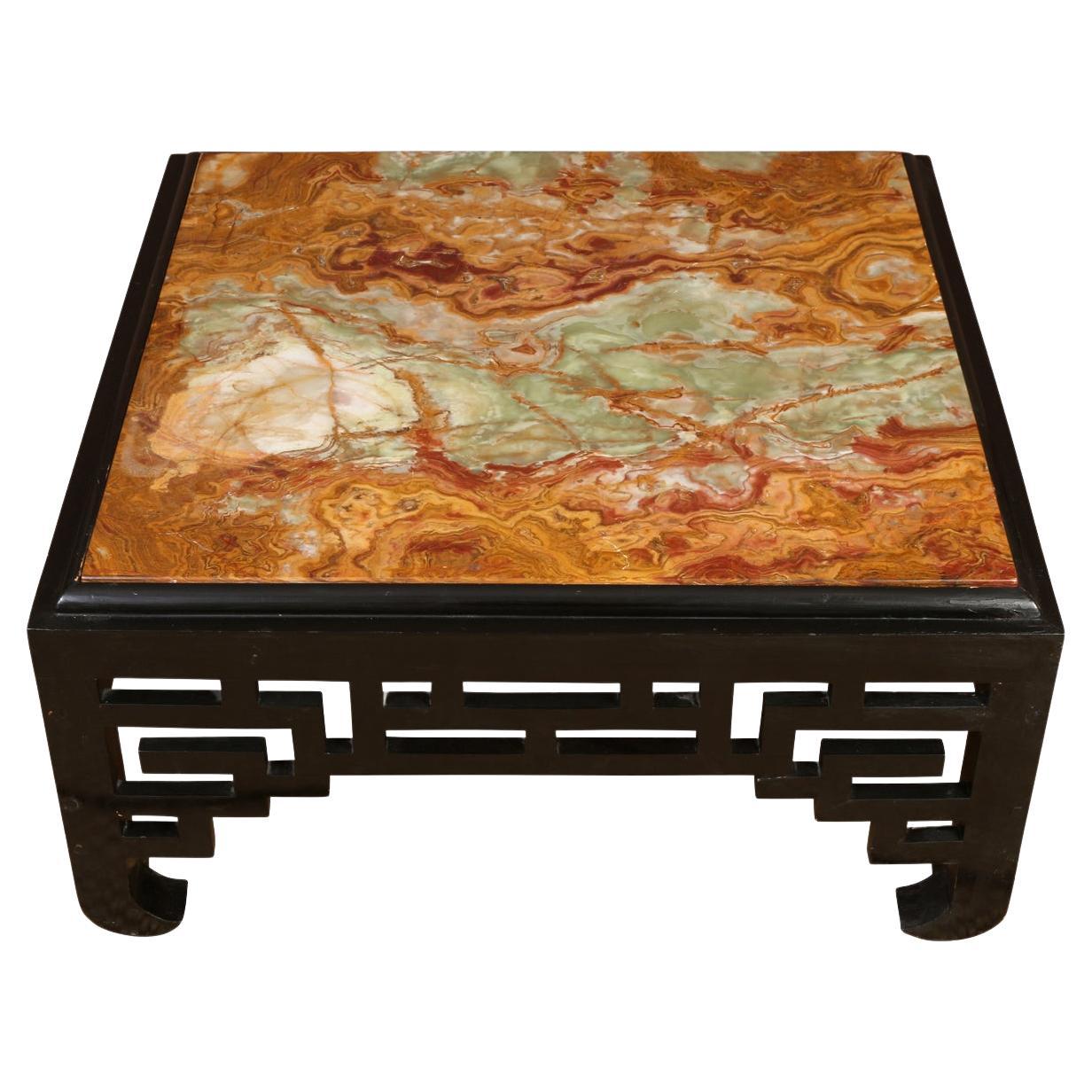 Vintage Asian Onyx Top Coffee Table For Sale