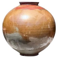 Vintage Asian Organic Tone Glazed Pottery Vase