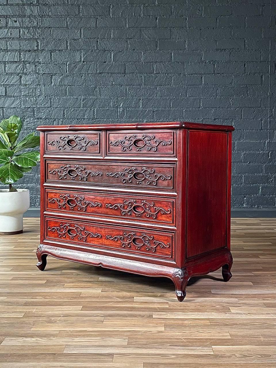 Autre Commode de bureau vintage en bois de cerisier de style oriental asiatique en vente
