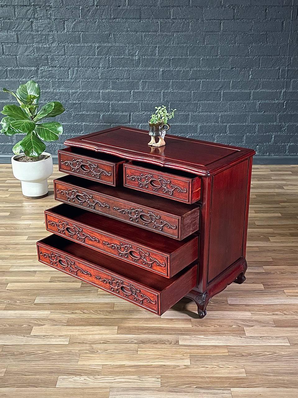 Commode de bureau vintage en bois de cerisier de style oriental asiatique Bon état - En vente à Los Angeles, CA