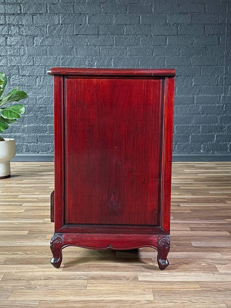 Cerise Commode de bureau vintage en bois de cerisier de style oriental asiatique en vente