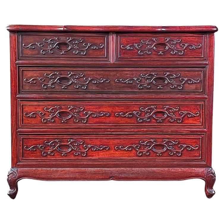 Commode de bureau vintage en bois de cerisier de style oriental asiatique en vente