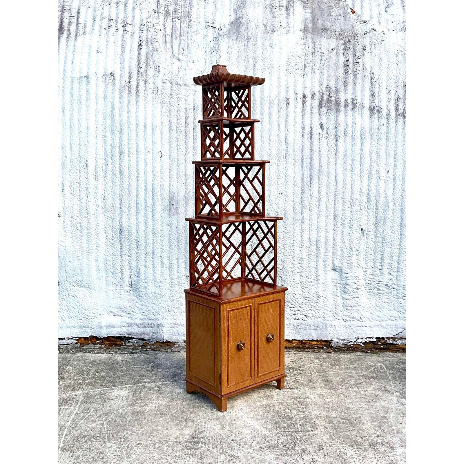 North American Vintage Asian Pagoda Etagere