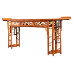 Vintage Asian Pagoda Fretwork Console Table