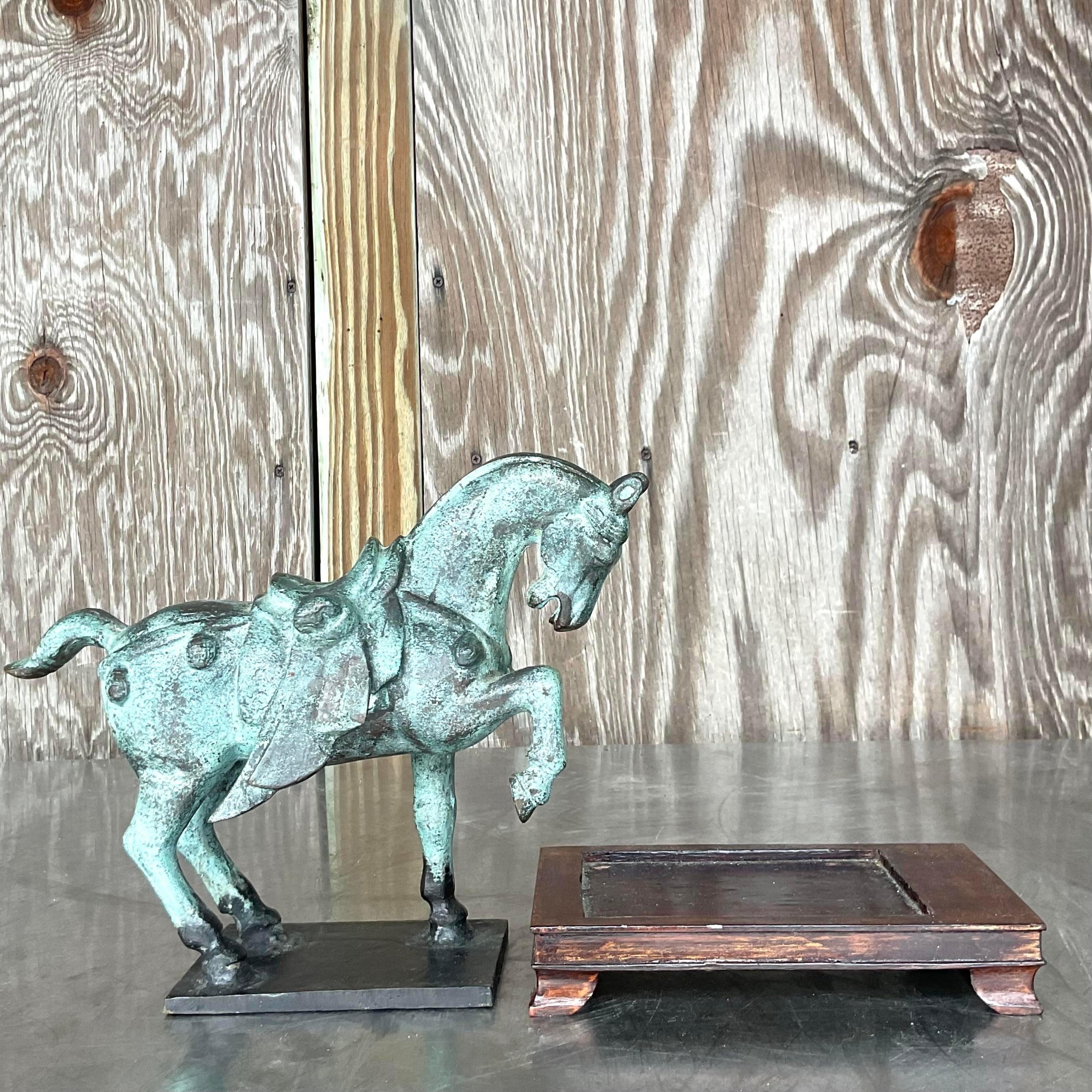 Américain Vintage asiatique patiné Tang Dynasty Cheval en vente